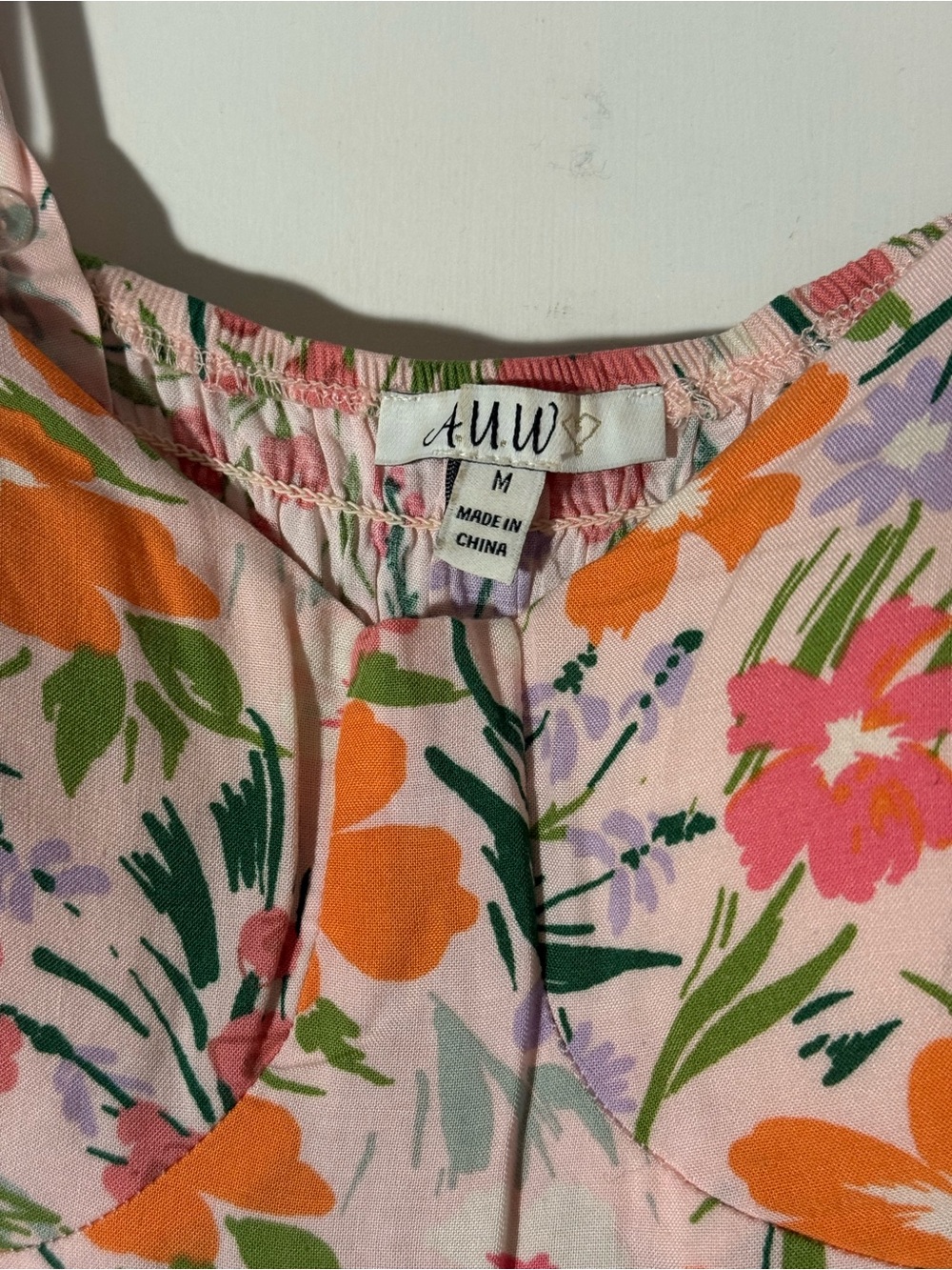AUW Pink and Orange Floral Midi Dress - Picture 3 of 5